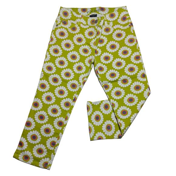 Mini Boden 5-pocket mid-rise retro daisy print cropped stretch jeans